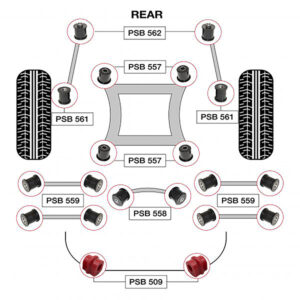 20 x Nissan X-Trail T30 (01 - 06) Complete Rear Suspension Polyurethane Bushing Kit - Image 4