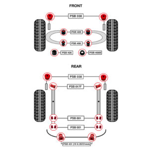 22 x Toyota Truck (89-95) Front & Rear Bushing Polyurethane Kit - Image 3