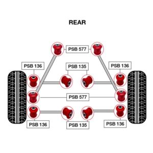 12x Toyota Celica (94-99) Rear Axle Carrier, Trailing & Lateral Arm Polyurethane Bushing Kit - Image 3