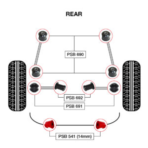 10x Lexus GS (98-05) Full Rear with Sway Bar (14mm) Polyurethane Bushings Kit - Image 4