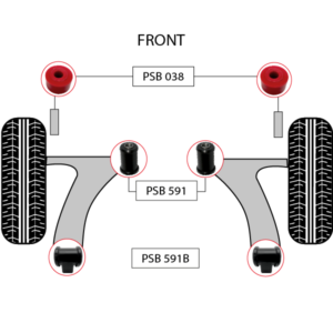 6x Toyota Corolla (88-92) Front Lower Arm Bushing - Front & Rear / Shock Bushing Kit (10mm ID, 3Omm OD) - Image 3