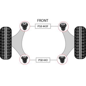 4x Toyota Tundra (07 - 21) Front Lower Control Arm - Front/Rear Polyurethane Bushing Kit - Image 3