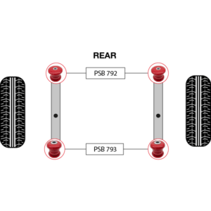 4x Ford Transit (12-22) Rear Spring - Front/Rear PSB Polyurethane Bushings Kit - Image 3