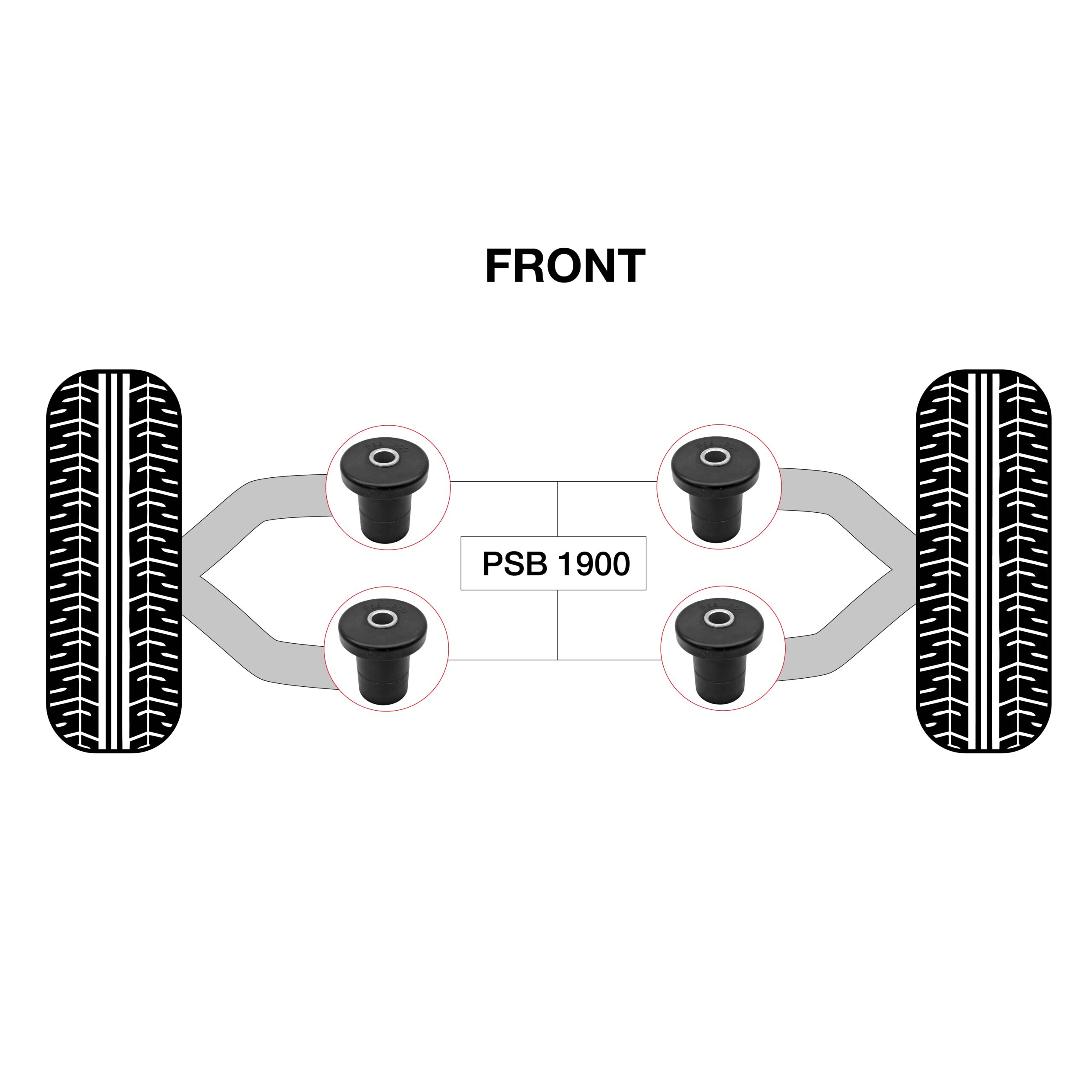 4x Ford Expedition 2WD/4WD (97-03) Front Upper Control Arm PSB Polyurethane Bushings Kit - Image 2
